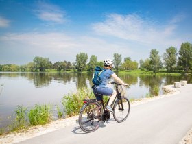 Radfahrer am Donauradweg in Altenwörth, © Donau Niederösterreich Tourismus GmbH