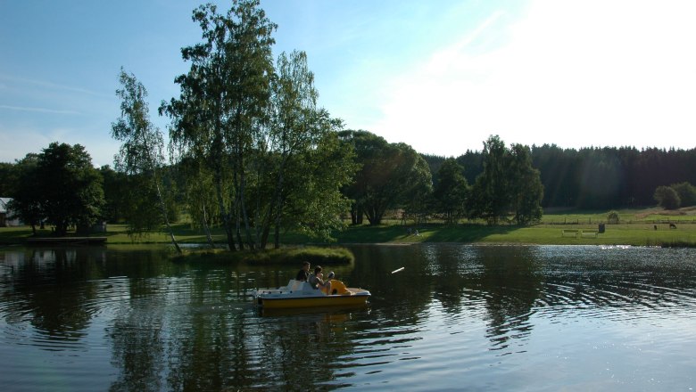 Tretboot Naturbadeteich, © Tourismusverein Moorbad Harbach