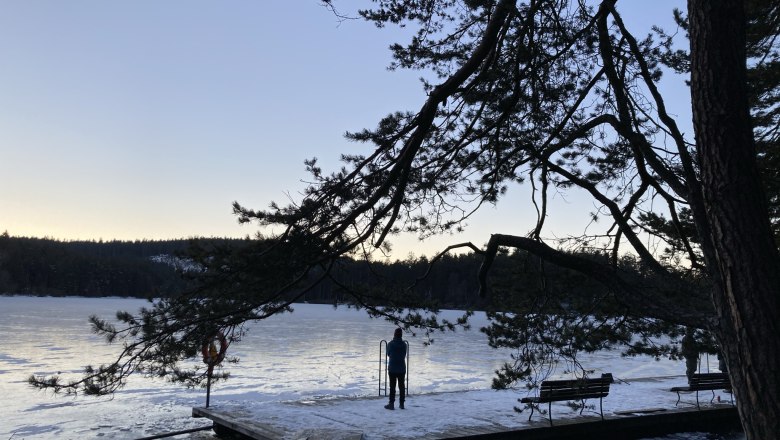 Der Badesteg beim Edlesbergerteich im Winter, © Dieter Juster