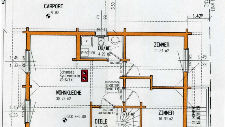 Hausplan mit Carport, © Steiner