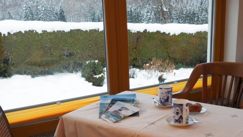 Panoramafenster im Zimmer- Abendsonne, © ferienwohnung wiesmüller